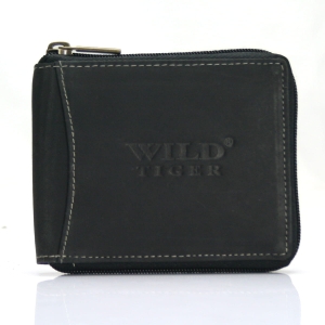 Portfel męski poziomy z nubuku Wild Tiger - czarny