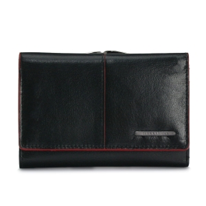 Damski portfel antykradzieżowy - czarno-czerwony