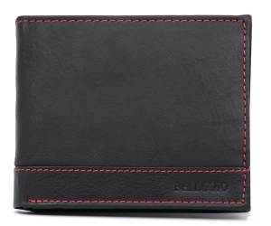 Portfel męski z czerwoną nicią Bellugio - czarno-czerwony