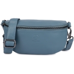 Średnia saszetka skórzana typu nerka wielofunkcyjna - szaroniebieska