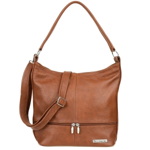 Brązowa skórzana listonoszka dwa paski Beltimore I66