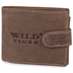 Mały poziomy portfel męski Wild Tiger - ciemnobrązowy