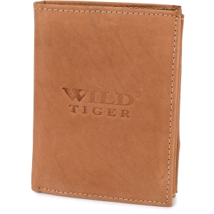 Portfel skórzany męski pionowy Wild Tiger - jasnobrązowy