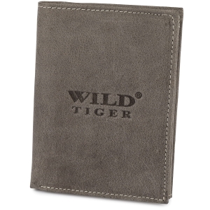 Portfel skórzany męski pionowy Wild Tiger - ciemnoszary