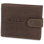 Portfel męski zapinany na nap Wild Tiger - ciemnobrązowy