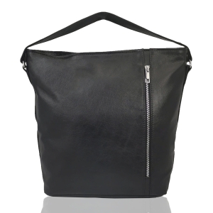 Duża torebka damska skórzana typu shopper - czarna