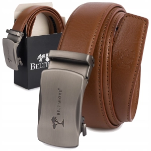 Pasek męski skórzany do spodni casual garnituru automat brązowy Beltimore