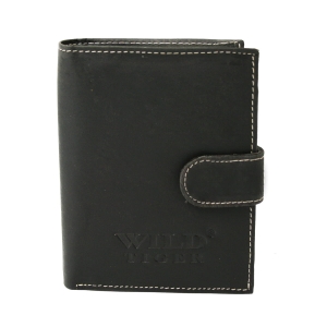 Portfel skórzany męski pionowy Wild Tiger - czarny