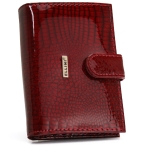 Wizytownik ze skóry lakierowanej Ellini - czerwony